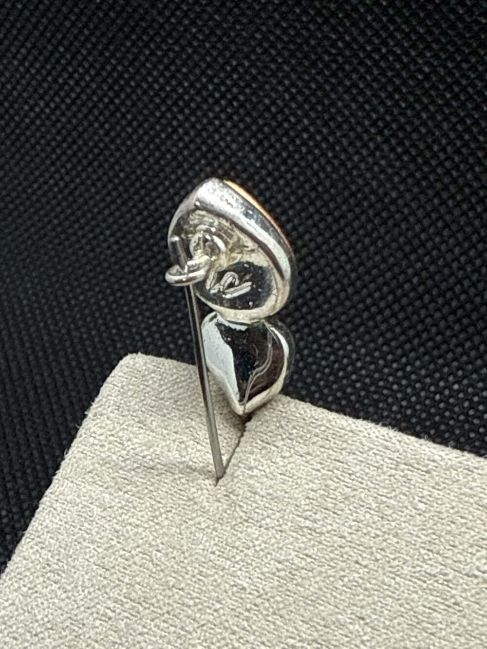 Vintage Sterling Silver Two-Tone Heart Dangle Earrings with Gold Tone Accents